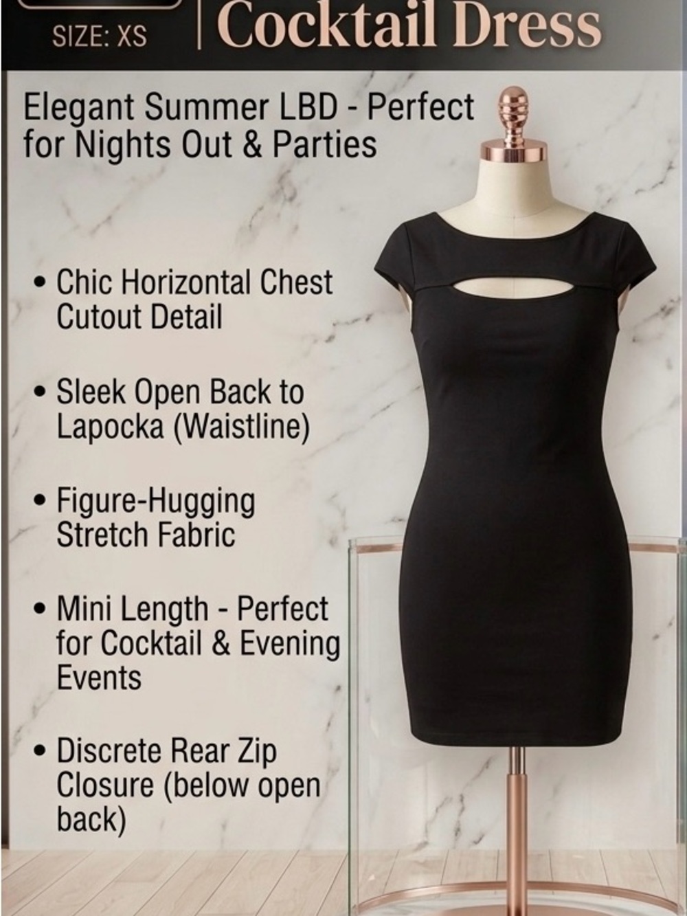 Guess Black Mini Dress with Chest Cutout